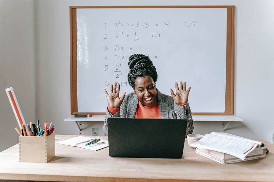 Black faculty in the classroom photo