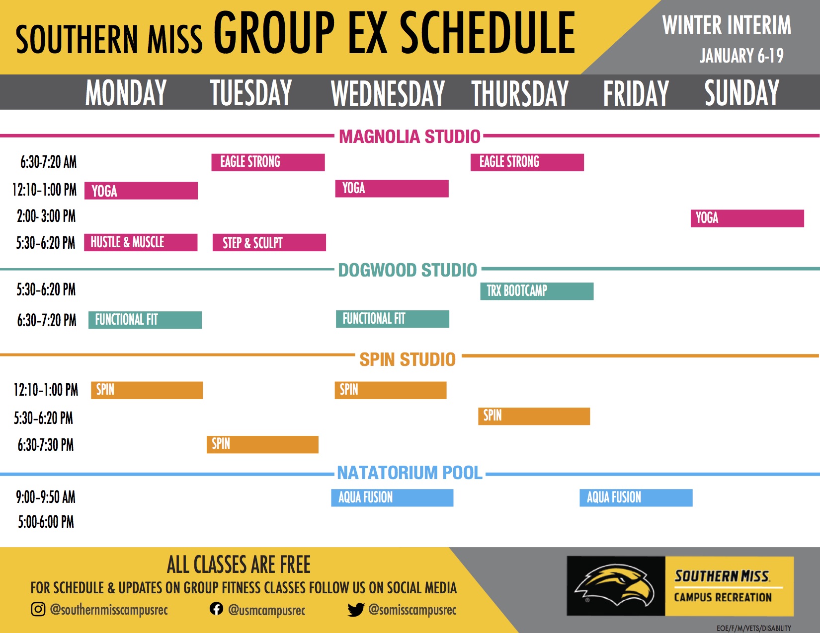 Group Ex Spring Interim Schedule