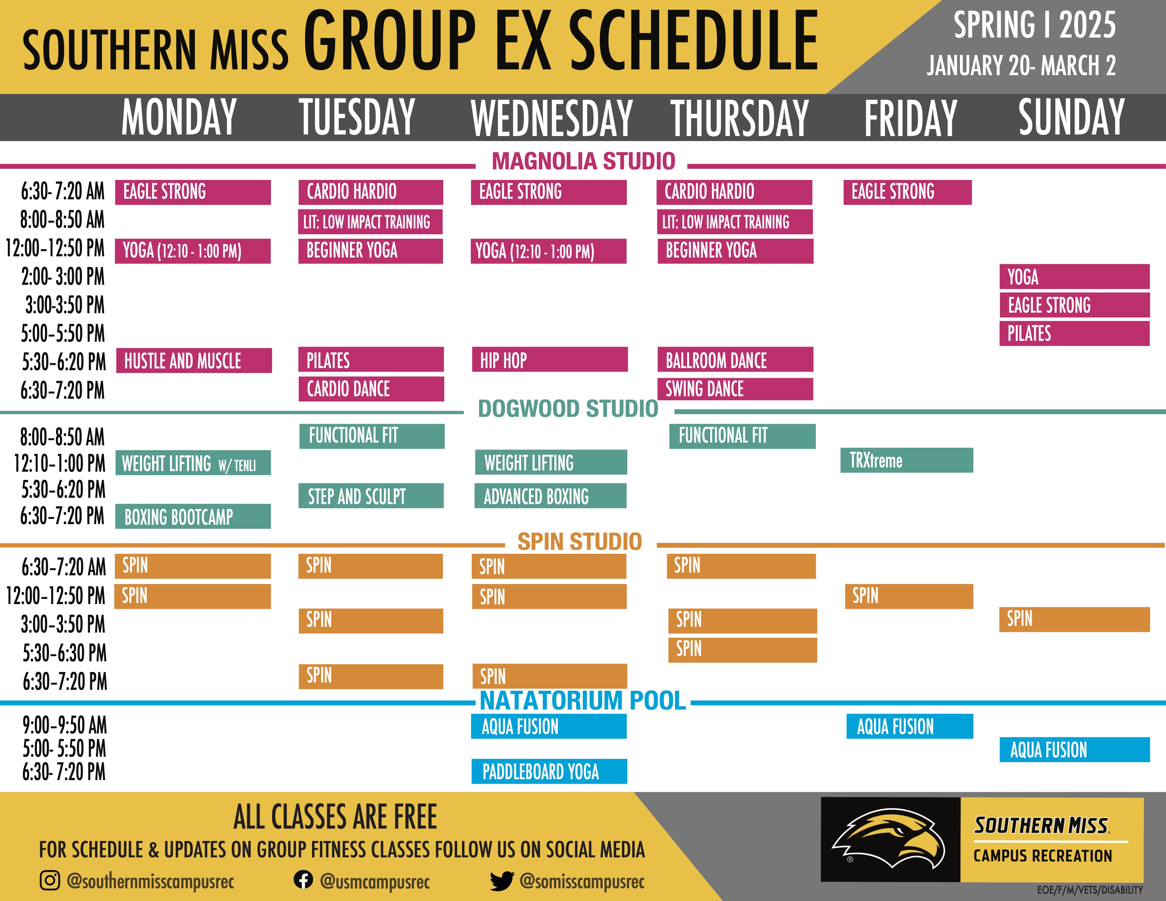 Spring I Group Ex Schedule