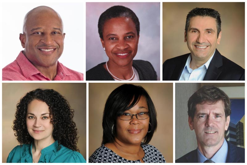 from top to bottom: Dr. Victor Sutton, Dr. Penny Ralston, Dr. Mohamed Elasri, Dr. Jennifer Lemacks, Dr. June Gipson, Dr. Thomas Dobbs