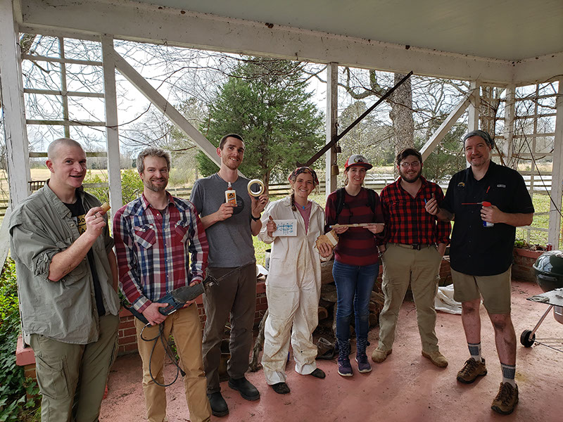 Pictured from left to right: Grant Harley (associate professor University of Idaho); Danny King  (undergraduate student University of Idaho); Tommy Patterson (assistant professor USM); Ashley Chasez (graduate student USM); Alyssa Crowell (graduate student USM); Ian Stewart (graduate student USM); David Holt (associate professor USM)