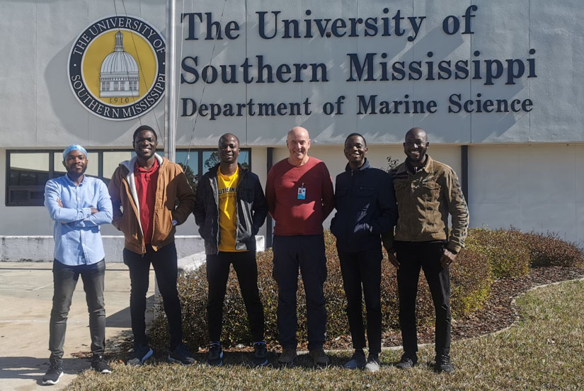 Pictured left to right: Olaoluwa Oderinde, Adebowale Adedoyin, Musa Animashaun, Dr. Alberto Neves, Peter Komolafe, and Olagoke Daramola.