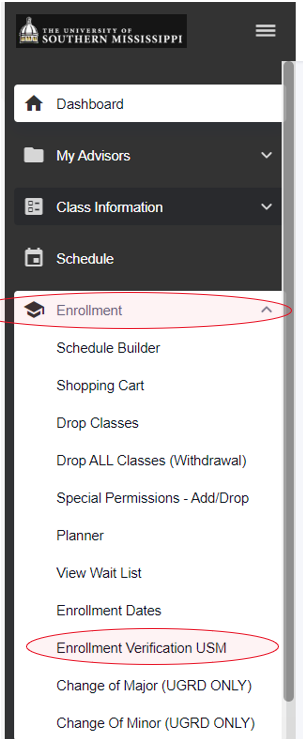 Enrollment Menu